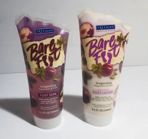 2 Freeman Bare Foot Exfoliating Scrub & Foot Soak Peppermint & Plum 5.3 oz Each - Picture 1 of 5