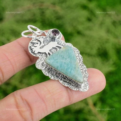 Amazonita Piedras Preciosas Amatista Africana Hija Nuevo Colgante Joyería Plata de Ley Foto 1 de 4