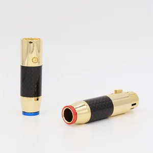 4pcs Carbon Fiber Housing Gold Plated Pin HiFi Audio Plug Balance XLR Connector - Picture 1 of 5