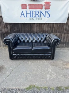 *Antique Black Leather Chesterfield Sofa FREE DELIVERY 🚚* - Picture 1 of 18