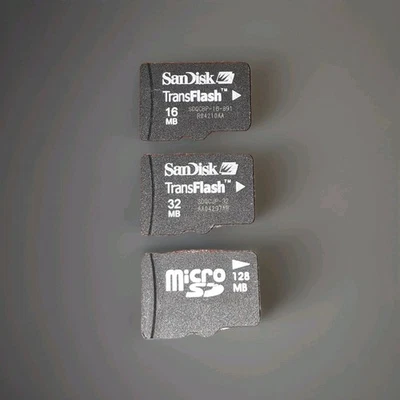 x3 SanDisk 16MB 32MB 128MB Micro SD Card - For Older Camera Phone Memory JobLot - Image 1 of 3