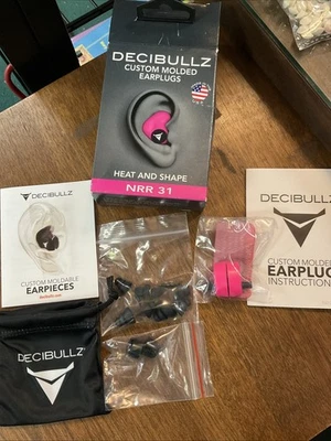 Decibullz Custom Molded Earplugs Rated NRR31 PINK 31db - New In Box - Image 1 of 4