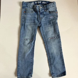 Cat & Jack Girls Skinny Jeans, Distressed Sequins, Adjustable Waistband, 4T - Picture 1 of 10
