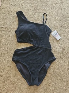 Michael Kors Women's One-Shoulder Side-Cutout Swimsuit Size 10 - Black NEW $98 - Picture 1 of 4
