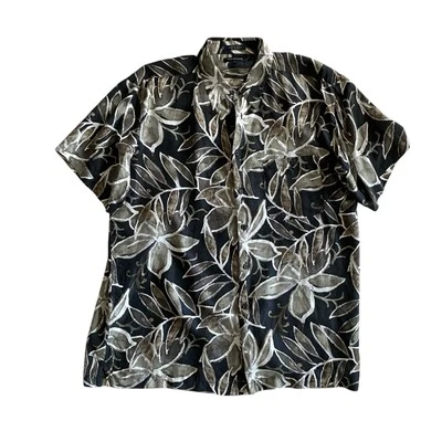 Silk Floral Hawaiian Marc Edwards Button Down Short Sleeve Shirt Men’s XL - Image 1 of 4