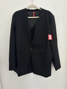 Spanx Blazer Perfetto Senza Collo Nero Ufficio Carriera Un Bottone Oversize XL - Foto 1 di 17