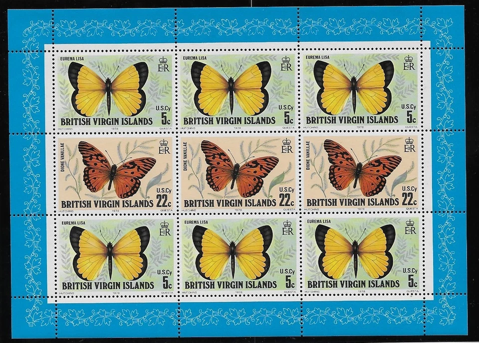维尔京群岛,斯科特 343a,1978 年,蝴蝶纪念品,MOG,NH,F/VF — 第 1/1 张图片