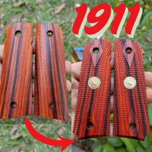 Empuñadura para pistola de madera auspiciosa 1911 THAI única ébano duramen TH. - Imagen 1 de 7