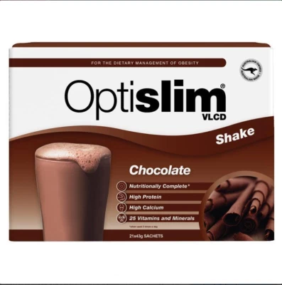 Optislim VLCD 膳食替换奶昔 21 x 43 克袋(默认巧克力味) — 第 1/4 张图片