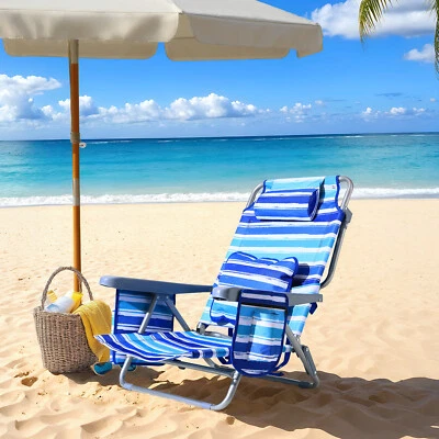 FEMOR Liegestuhl klappbar Strandliegestuhl 5-Fach Verstellbar Faltstuhl Garten Camping