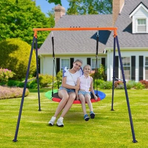 Schaukelgestell Outdoor mit Nestschaukel 300 kg Kinderschaukel mit Gestell - Bild 1 von 8