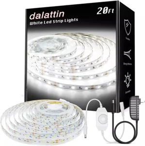 Dalattin White LED Strip Lights, 20Ft Dimmable Super Bright 24V Led Tape Light 6 - Picture 1 of 8
