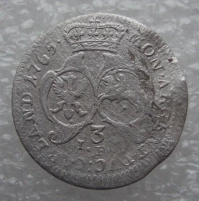 Courland 3 Grossus Groszy 1765 IFS Rare Ernst Johann Biron Silver Coin Vk - Image 1 of 4