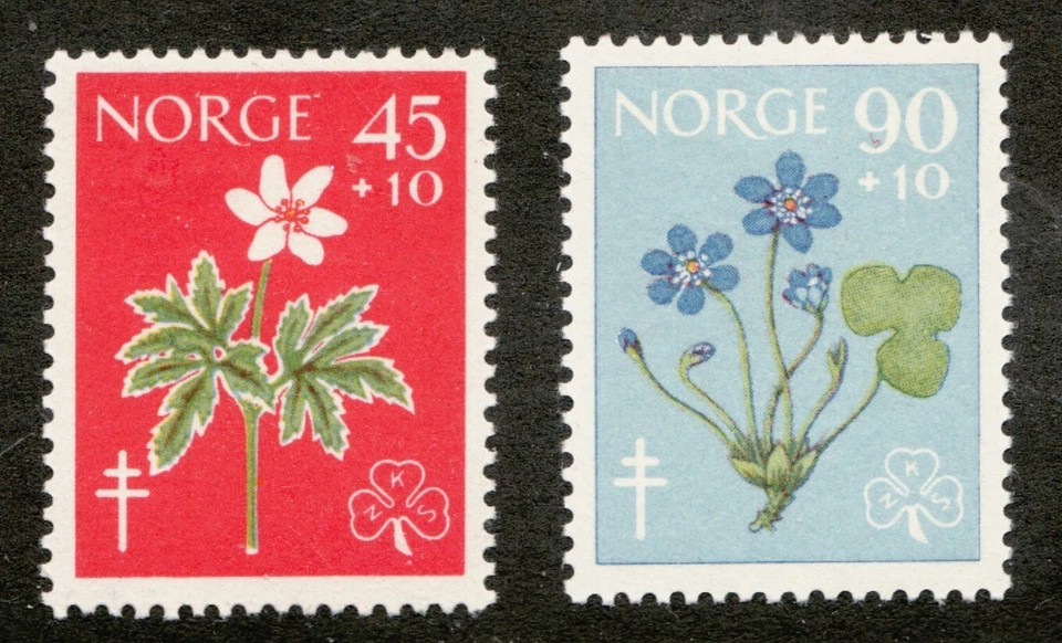 1960 Norway Sc #B62 B63 Flowers - Semi-postal Tuberculosis set. MH Cv$16 - Image 1 of 1