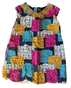 Vestido Oshkosh B’gosh Genuino Niños Castillo India Azul Marino Rosa Dorado 2T - Imagen 1 de 4