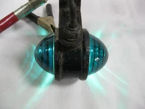 Luz marcadora de doble bala vintage de vidrio azul caña para ratas - Imagen 1 de 16