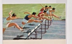 Vtg POSTCARD FROM CHINA: CHINESE MALE TRACK ATHLETES - 110 m HURDLES - Picture 1 of 3