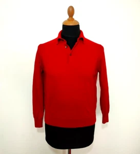 Vintage Gran Sasso Pullover Wolle Merino rot Gr.52 (S) Kragen V-Ausschnitt Pulli Herren - Bild 1 von 8