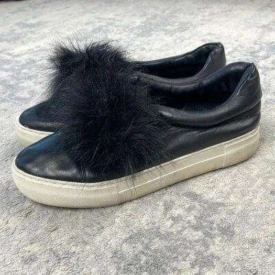 Zapatillas deportivas J Slides de cuero negro con plataforma sin cordones Pom Puff piel sintética talla 8,5 Foto 1 de 4