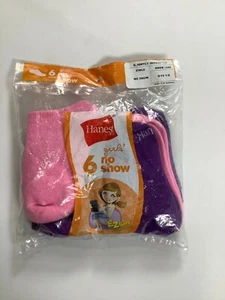 Girls Hanes Multicolor No Show Socks Small (6-10.5) 6 pack NEW! - Picture 1 of 3