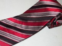 New JZ Richards Tie Red Back Silver Stripe Luxury Designer Necktie Mens Silk 