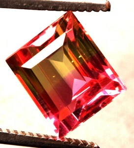 14.45 Cts. Natural Brazilian Bi-Color Tourmaline Emerald Cut Certified Gemstone - Picture 1 of 4