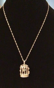 BBJ Sterling Silver Birdcage W/Turquoise Winged Bird Locket Pendant Necklace 18” - Picture 1 of 7