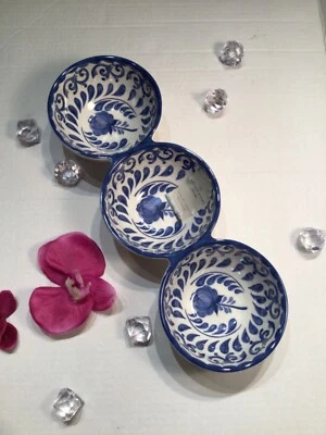 ARTISAN DE LUXE melamina rosa azul dividido triple porción cuencos salsas, nueces Foto 1 de 4