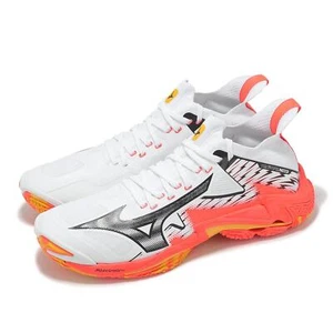 Mizuno Wave Lightning Neo 3 White Orange Men Volleyball Sports Shoes V1GA2402-98 - Picture 1 of 8