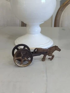 Antique Waltrous/Gong Bell Co. Cast Iron Horse Wagon Sulky Pull Toy Vtg - Picture 1 of 10