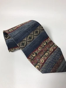 Corbata para hombre Bill Blass etiqueta blanca 100 % seda azul borgoña aplicación. 37/8" W X 58" L - Imagen 1 de 1