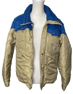 Vintage 80s Alpine Design Goose Down Jacket Winter Ski Snow Snap Zip Size Med - Picture 1 of 9