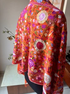 KASHMRI HAND EMBROIDERY ~ 100% CASHMERE PASHMINA STOLE - Picture 1 of 5