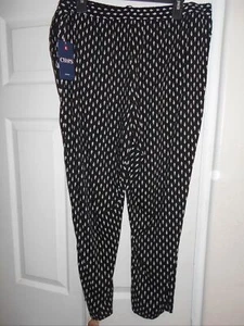 New Chap Sz L Black  Knit pants White Elastic Tie Waist Retails: $69  - Picture 1 of 2