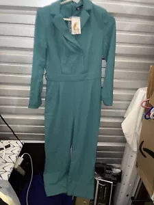 Pretty Garden dark green romper jumpsuit size Small sexy body-con (WTF14)z - Picture 1 of 5