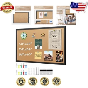 Durable 24" x 36" Framed Cork Board - Multi-Purpose Hanging Display Board - Picture 1 of 11