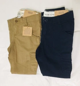 Lot Of 2 NWT Lands End Kids Pencil Leg Adj Band Pants Sz 6 (Khaki & Navy) - Picture 1 of 12