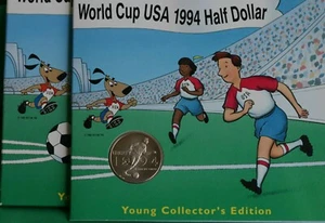 World Cup USA 1994 D BU Half Dollar Young Collector's Set 50c Coin COA + Sleeve - Picture 1 of 6