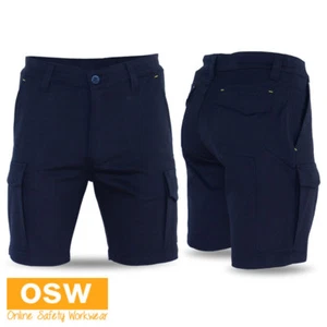 Navy Work Shorts Slim Fit Mens Stretch Workwear Casual Cotton Wear Short DNC - Picture 1 of 4