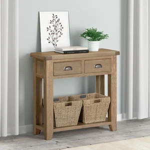 Holcombe Console Table Side End Table Hallway Stand 2 Drawers 2 Baskets Wooden - Picture 1 of 3