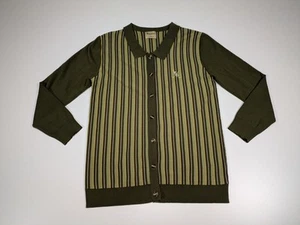 Barhocker Golf Pullover Herren L Vintage Sport Logo Stretch Grün Streifen Button Down - Bild 1 von 12