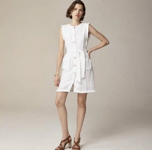 J.Crew Raw-hem mini shirtdress in linen size M - Picture 1 of 12
