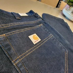 Pantalone uomo Carhartt nuovo con etichette relaxed fit 32x30 jeans scuro resistente **** - Foto 1 di 10