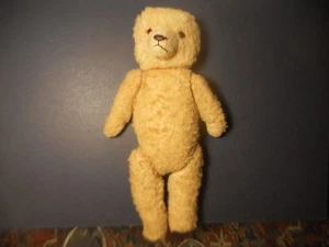 Vintage TEDDY BEAR Tan Straw filled Poss German CARNIVAL 1950s 15 in Tlc no ears - Picture 1 of 3