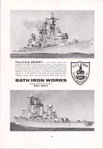 Bath Iron Works 1960 USS Dewey Print Ad US Navy Guided Missile Ship - Picture 1 of 1