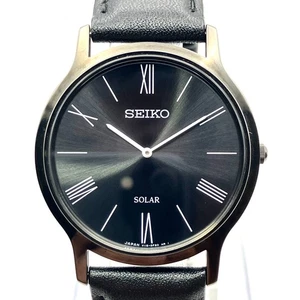 Orologio SEIKO SUP855J1 Uomo Quarzo Solare Quadrante Nero 38mm Made in Japan Semplice - Foto 1 di 18