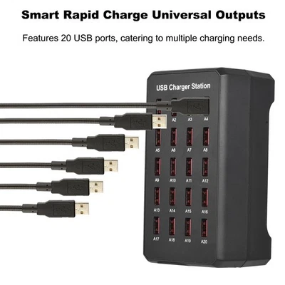 EU Plug USB C Charger Block Multiple Ports 20-port 100W Smart USB Charger Fas CT - Image 1 of 4