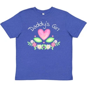 Inktastic Daddy's Girl- Heart Flowers Youth T-Shirt Cute Daddy Dad Daughter New - Picture 1 of 2