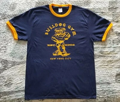 Bulldog Gimnasio Ciudad de Nueva York Entrenamiento Músculo Azul Marino/Dorado Timbre Camiseta NUEVA M L XL Foto 1 de 2