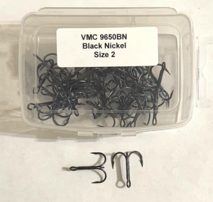 50 VMC 9650BN Black Nickel Treble Hooks, Size 2 - Picture 1 of 1